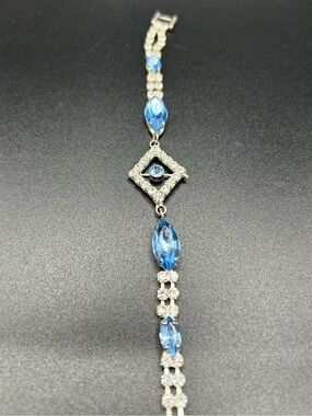 Blue Crystal and Clear Rhinestone Women's Bracelet